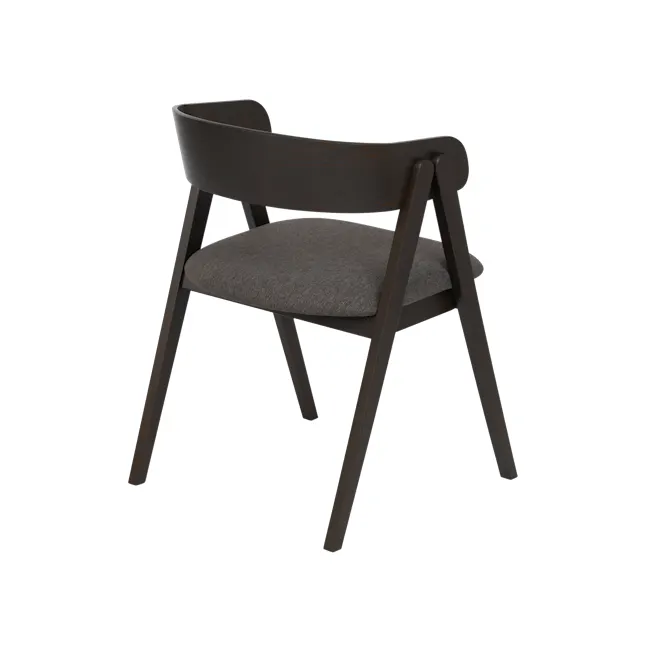 Melda Dining Armchair - Chestnut - 4 - Dark wood chair, modern design, ergonomic cushion, sleek lines, minimalist style