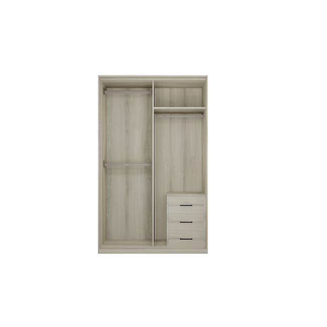 Lorren Sliding Door Wardrobe 3 with Mirror - White Oak - 8