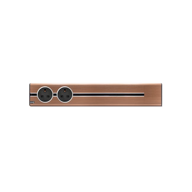 Line8 Power Track 500mm + 2 Adaptors Bundle - Rose Gold - 1 - Wooden power strip, modern design, dual outlets, sleek