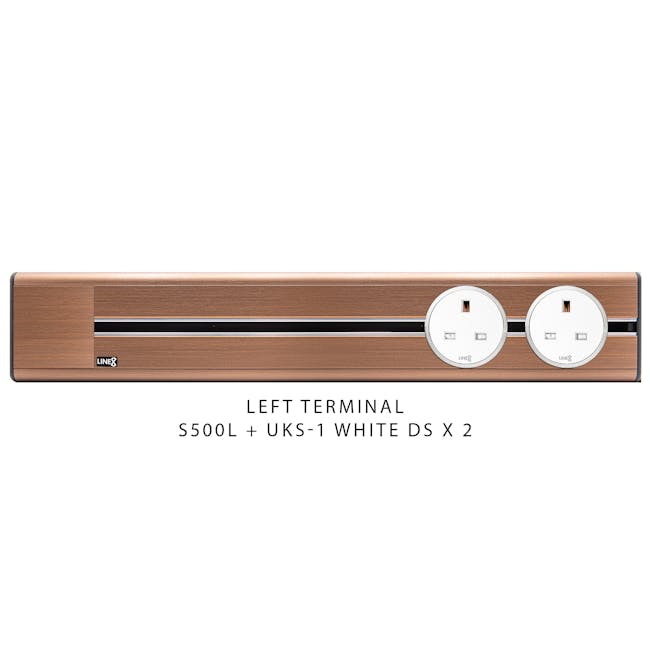 Line8 Power Track 500mm + 2 Adaptors Bundle - Rose Gold - 5 - UXS-1 White DS Wall Outlet, Line8 Left Terminal Wall Switch