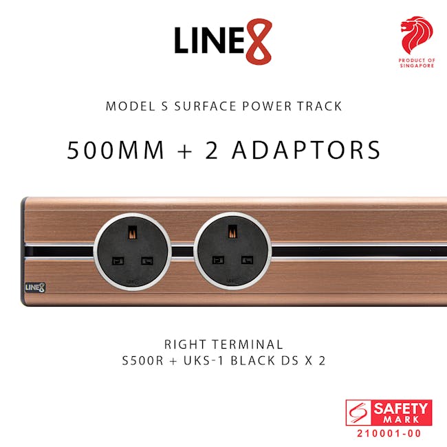 Line8 Power Track 500mm + 2 Adaptors Bundle - Rose Gold - 5