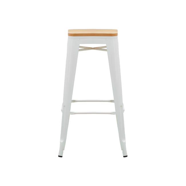 Bartel Bar Stool with Wooden Seat - White - 2