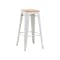 Bartel Bar Stool with Wooden Seat - White