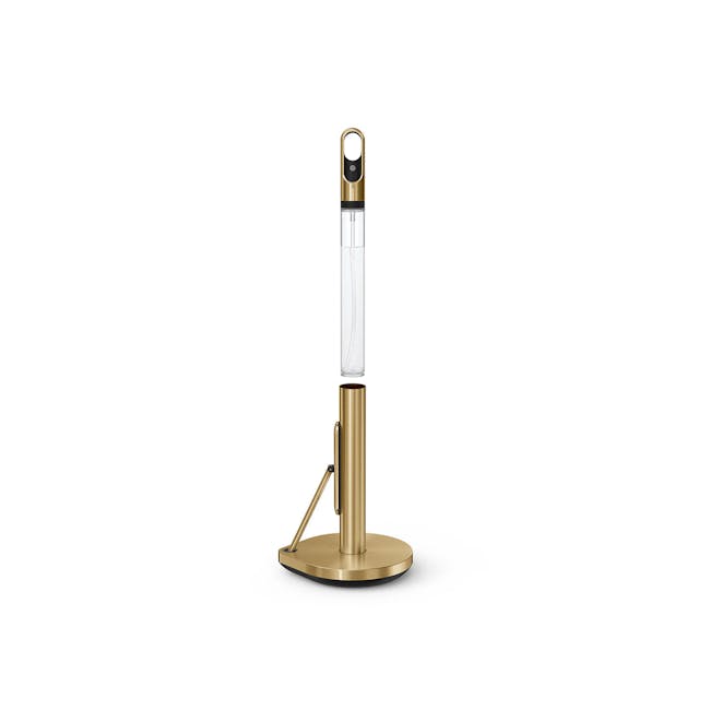 Simplehuman Tension Arm Paper Towel Holder with Pump - Brass - 2 - Golden desk lamp, sleek design, transparent bulb