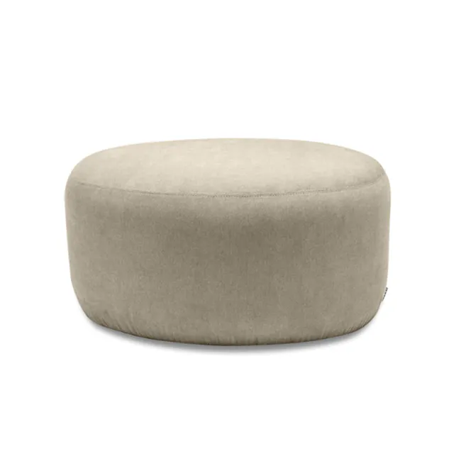 Pebble Ottoman - Ivory (2 Sizes) - 1 - Round, beige, upholstered, cushioned, soft, comfortable, ergonomic, modern