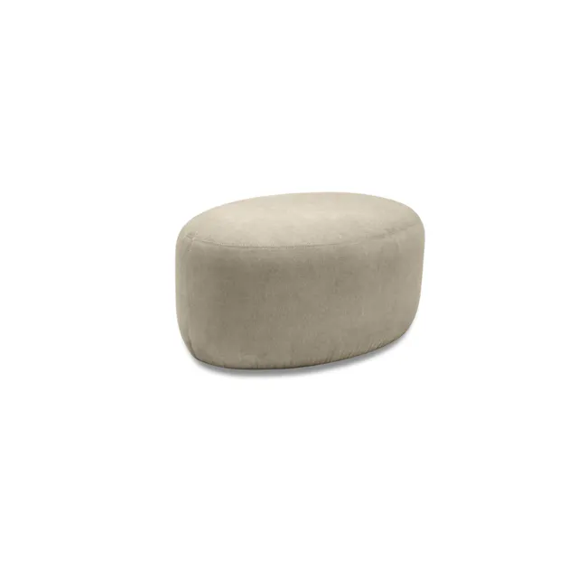 Pebble Ottoman - Ivory (2 Sizes) - 2 - Round cushion, beige fabric, minimalist design, comfortable seating, modern decor