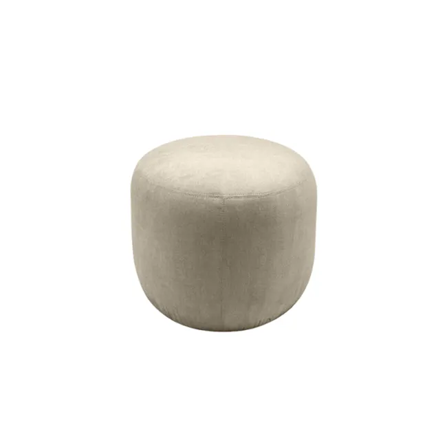 Pebble Ottoman - Ivory (2 Sizes) - 4 - Round cushion, beige fabric, minimalist design, comfortable seating, modern style