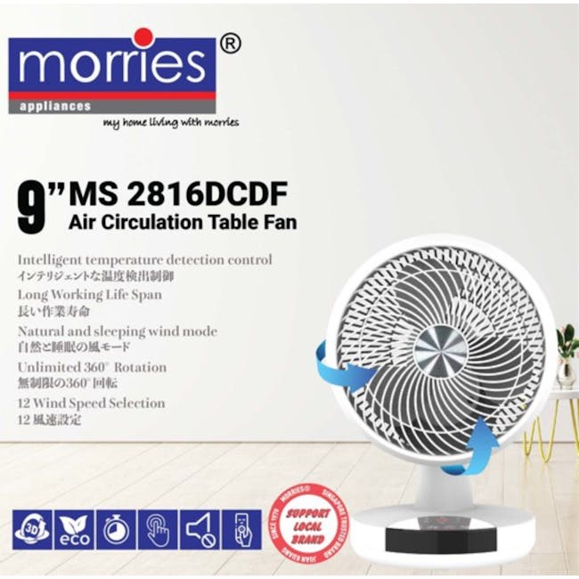 MORRIES 9 Inch Air Circulation Desk Fan with Remote - 3