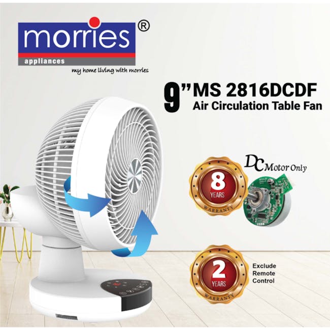 MORRIES 9 Inch Air Circulation Desk Fan with Remote - 4