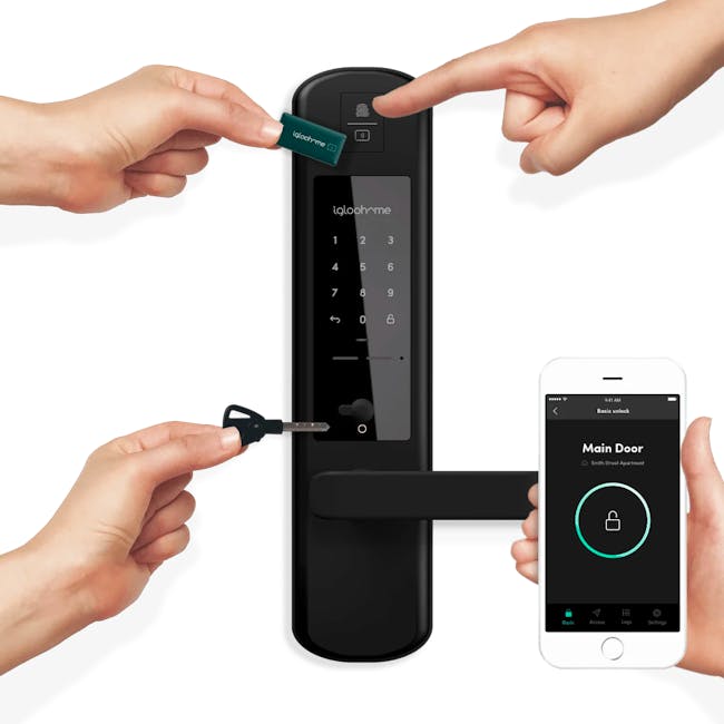 igloohome Smart Mortise 2+ - 5 - Finger swipe, fingerprint unlock, digital key, keypad interaction, security lock, mobile