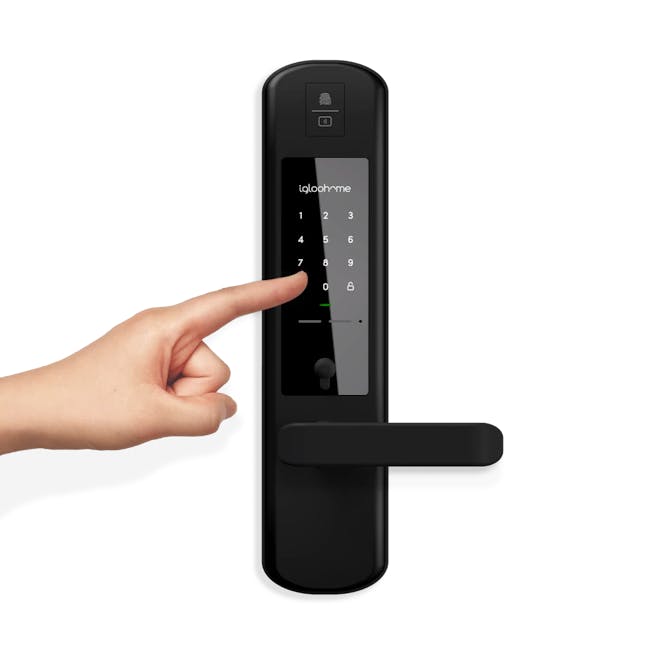 igloohome Smart Mortise 2+ - 8 - Black, sleek, modern doorbell keypad, Digital interface, user-friendly design, Fingerprint