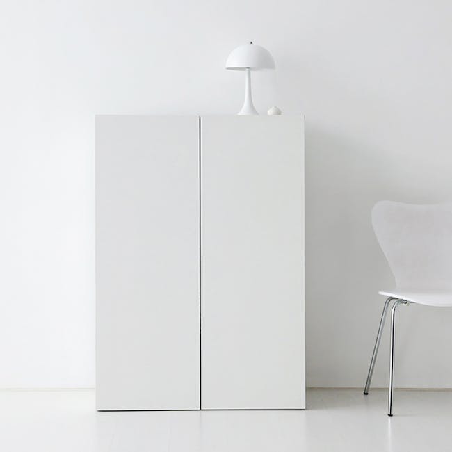Fikk 2 Door Tall Cabinet - White - 7