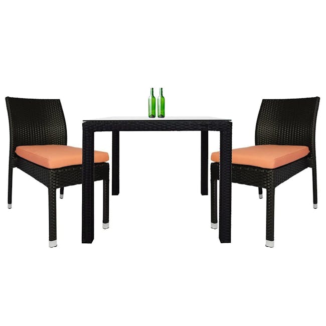 Monde 2 Chair Outdoor Dining Set - Orange Cushion - 0