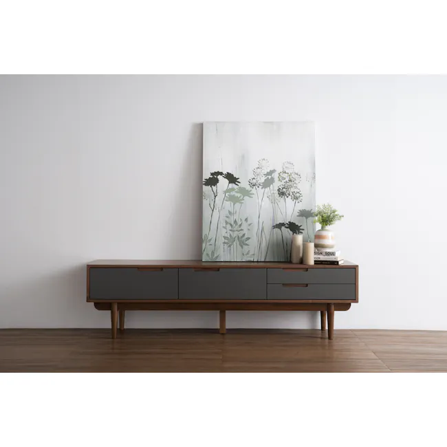 Larisa TV Console 1.8m - Grey, Walnut - 3 - Modern minimalist decor, abstract painting, nature-inspired art, botanical