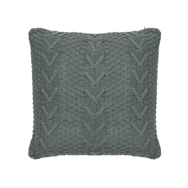 Sidney Knitted Cushion - Pewter Green - 0