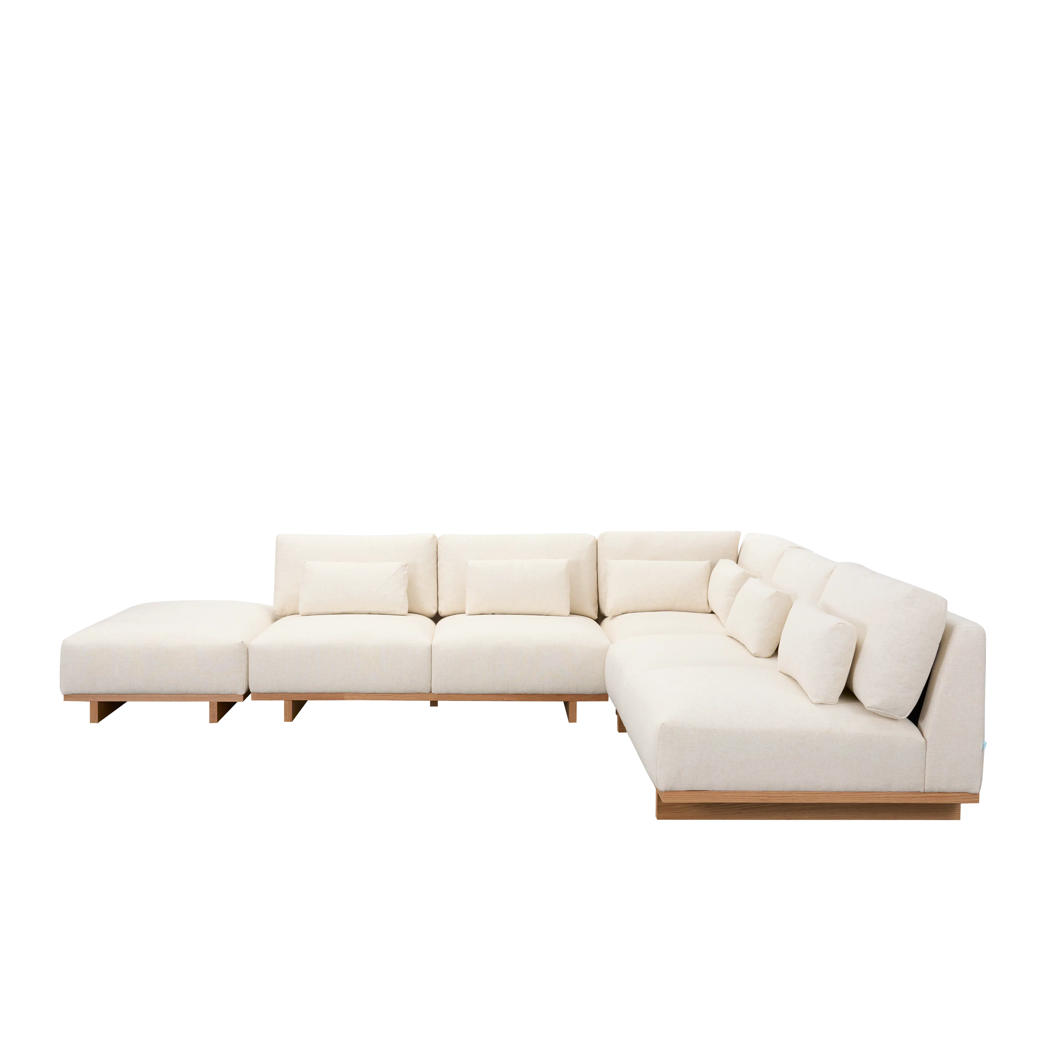 Miu 2 Seater Armless Lounge Sofa - 18 - Modern minimalist sofa, beige upholstery, contemporary design, abstract art