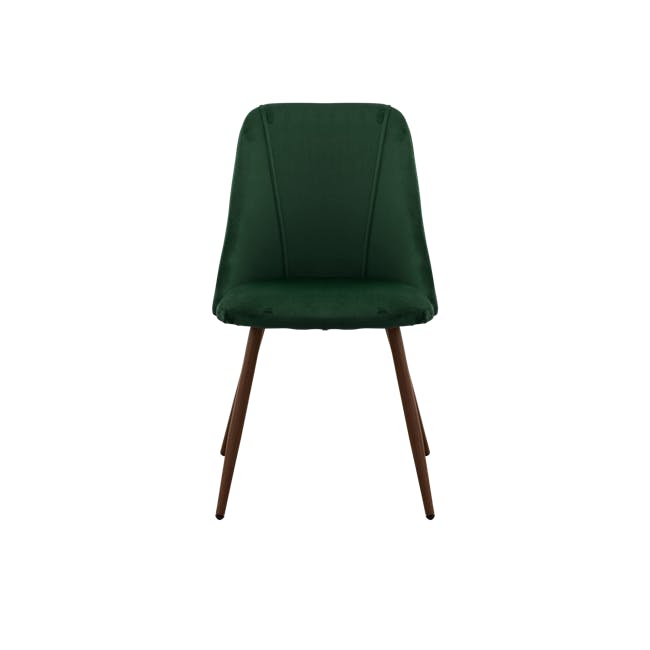 Lana Dining Chair - Walnut, Pine Green (Velvet) - 2