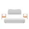 Arianna King Bed in Grey Boucle with 2 Ethan Bedside Table in Oak
