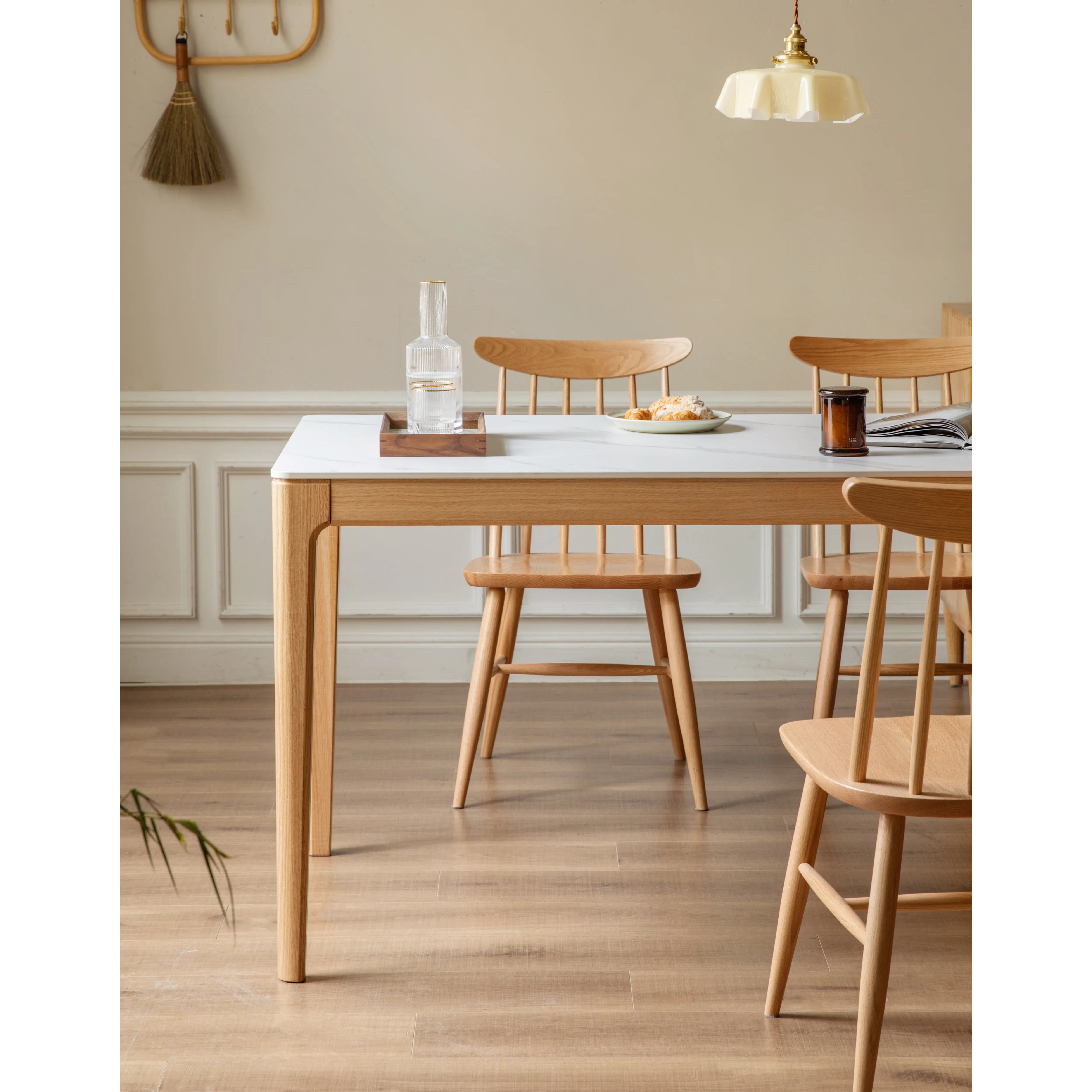 Adelyn Dining Table 1.2m (Sintered Stone) with 2 Niel Chairs and Niel Bench 1.05m in Oak - 11