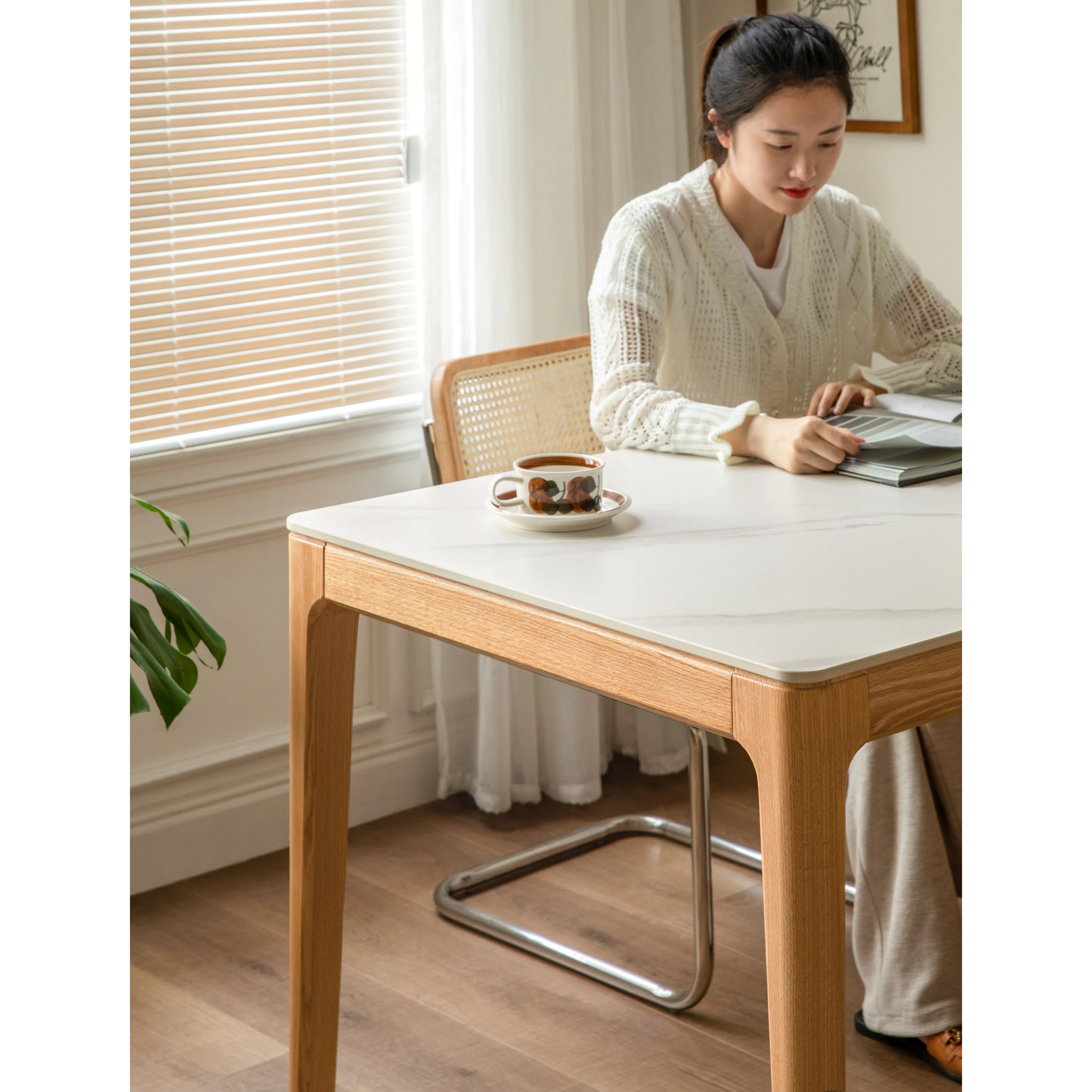 Adelyn Dining Table 1.2m (Sintered Stone) with 2 Niel Chairs and Niel Bench 1.05m in Oak - 26