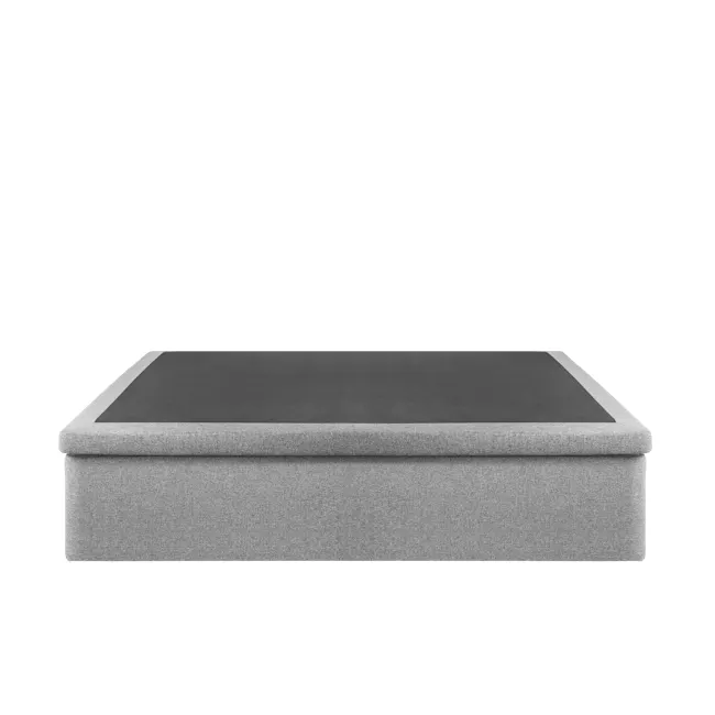 ESSENTIALS Queen Storage Bed - Dew (Eco Clean Fabric) - 2 - Modern minimalist sofa, sleek design, gray fabric upholstery