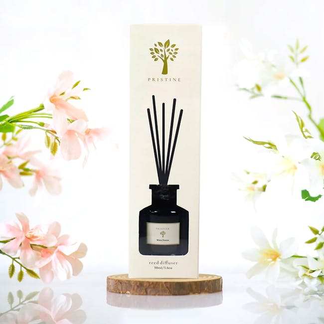 Pristine Aroma Reed Diffuser 50ml - White Freesia (Garden Scent) - 3 - White flowers, delicate blooms, soft focus, natural