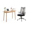Swivo Table 1.2m - Natural with Damien Mid Back Office Chair - Grey (Waterproof)