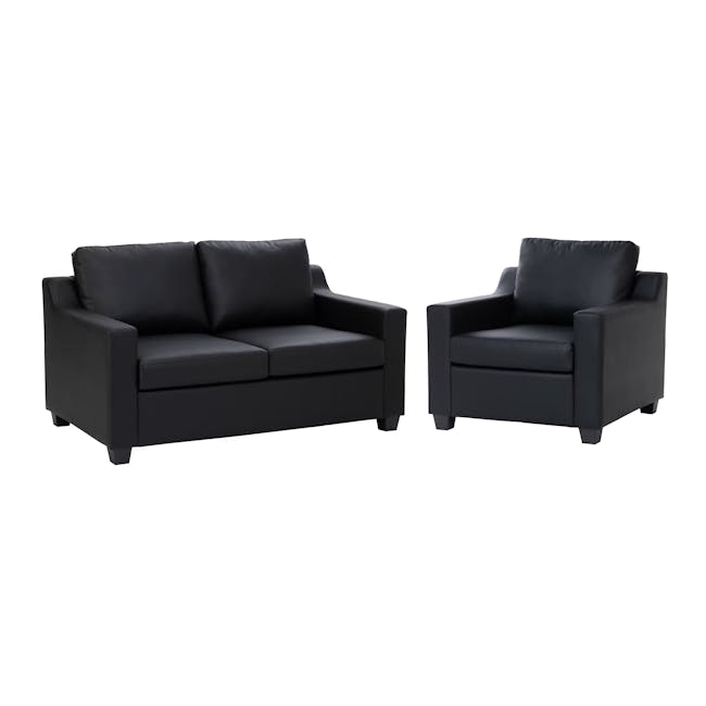 Baleno 2 Seater Sofa with Baleno Armchair - Espresso (Faux Leather) - 0