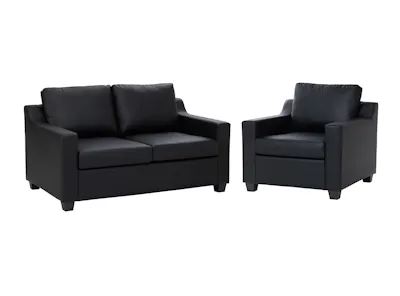 Baleno 2 Seater Sofa with Baleno Armchair - Espresso (Faux Leather)