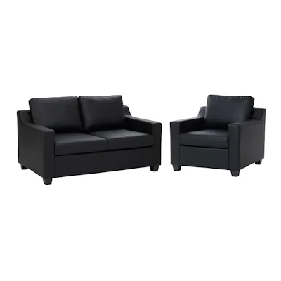 Baleno 2 Seater Sofa with Baleno Armchair - Espresso (Faux Leather) - Image 1