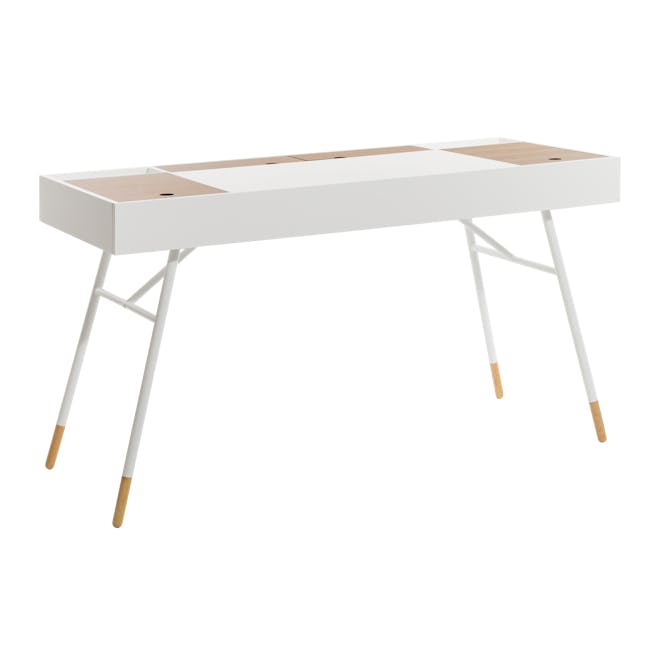 Morse Study Table 1.4m - White, Oak - 3