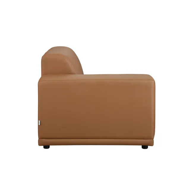 Milan Right Arm Unit - Caramel Tan (Faux Leather) - 7 - Brown leather sofa, modern design, comfortable seating, high-quality