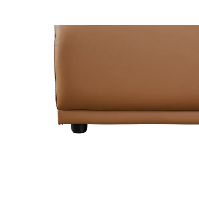 Milan 3 Seater Sofa with Ottoman - Caramel Tan (Faux Leather) - 15 - Leather, leather upholstery, brown leather