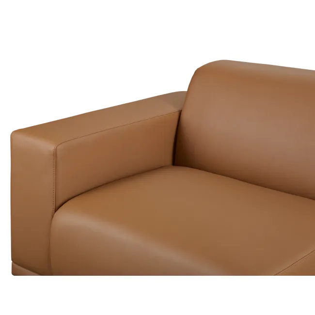 Milan 4 Seater Corner Extended Sofa - Caramel Tan (Faux Leather) - 16 - Leather sofa, brown leather upholstery, smooth