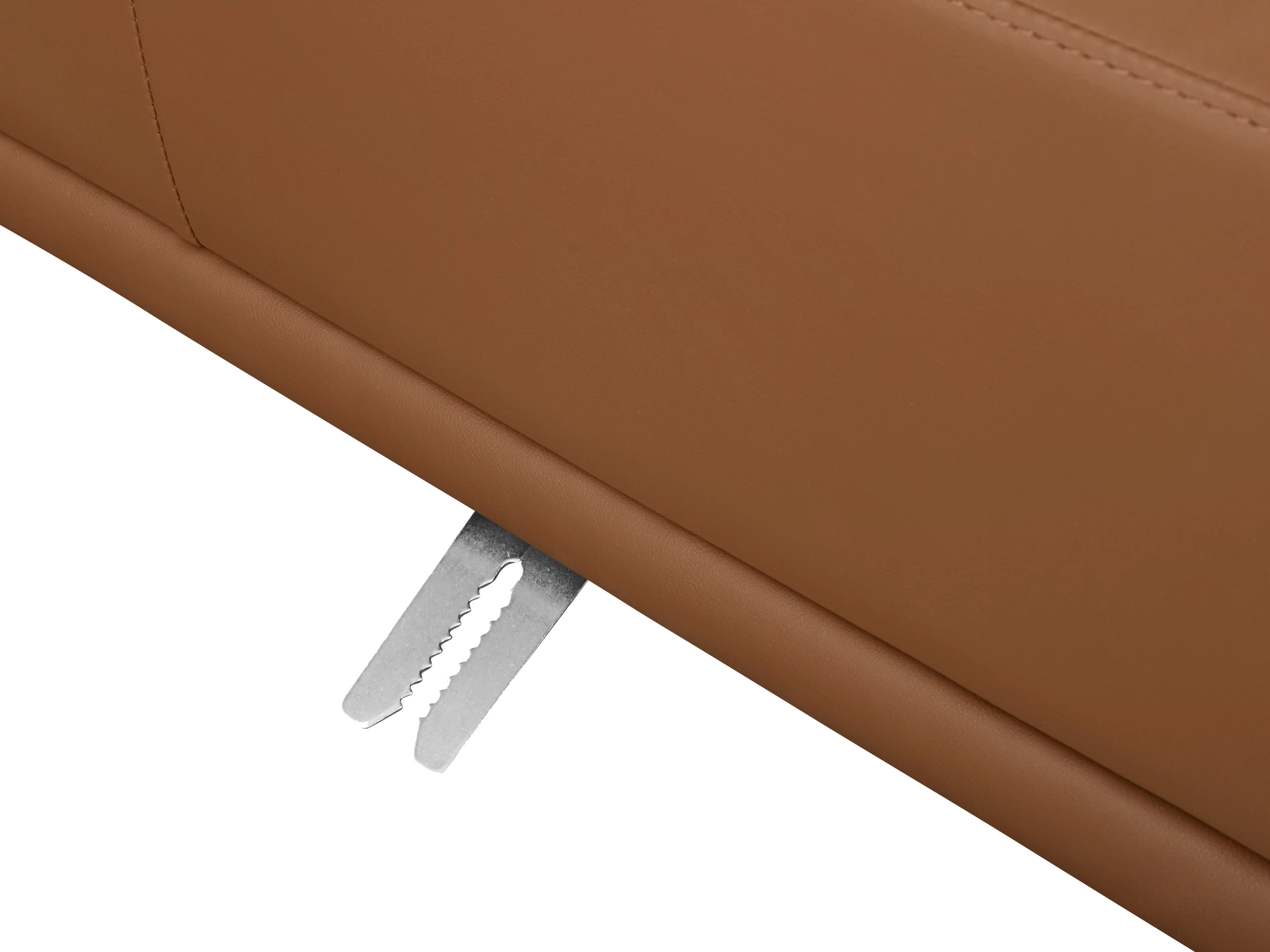 Milan 4 Seater Sofa - Caramel Tan (Faux Leather) - 12 - Brown leather surface, stitching detail, texture, smooth finish