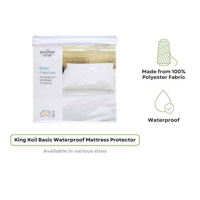 King Koil Basic Fitted Waterproof Mattress Pad (5 Sizes) - 1
