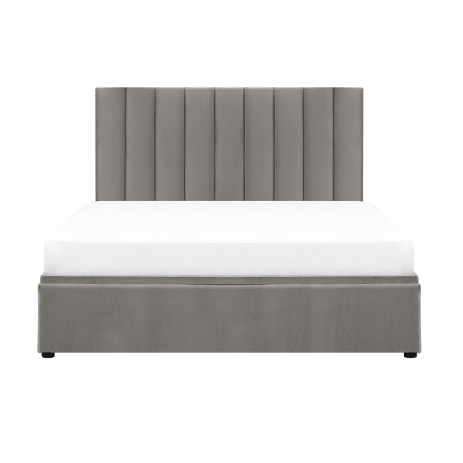 Audrey Queen Storage Bed in Seal Grey (Velvet) with 2 Volos Bedside Tables - 3