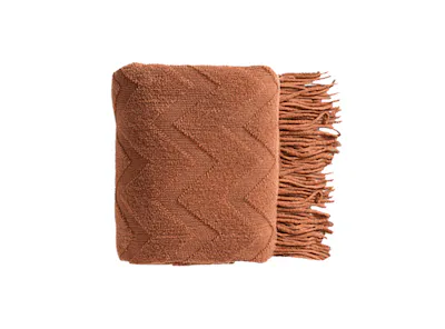 Hikari Chevron Knitted Throw - Caramel