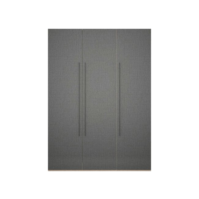 Lucca 3 Door Wardrobe 3 - Graphite Linen, Herringbone Oak - 1