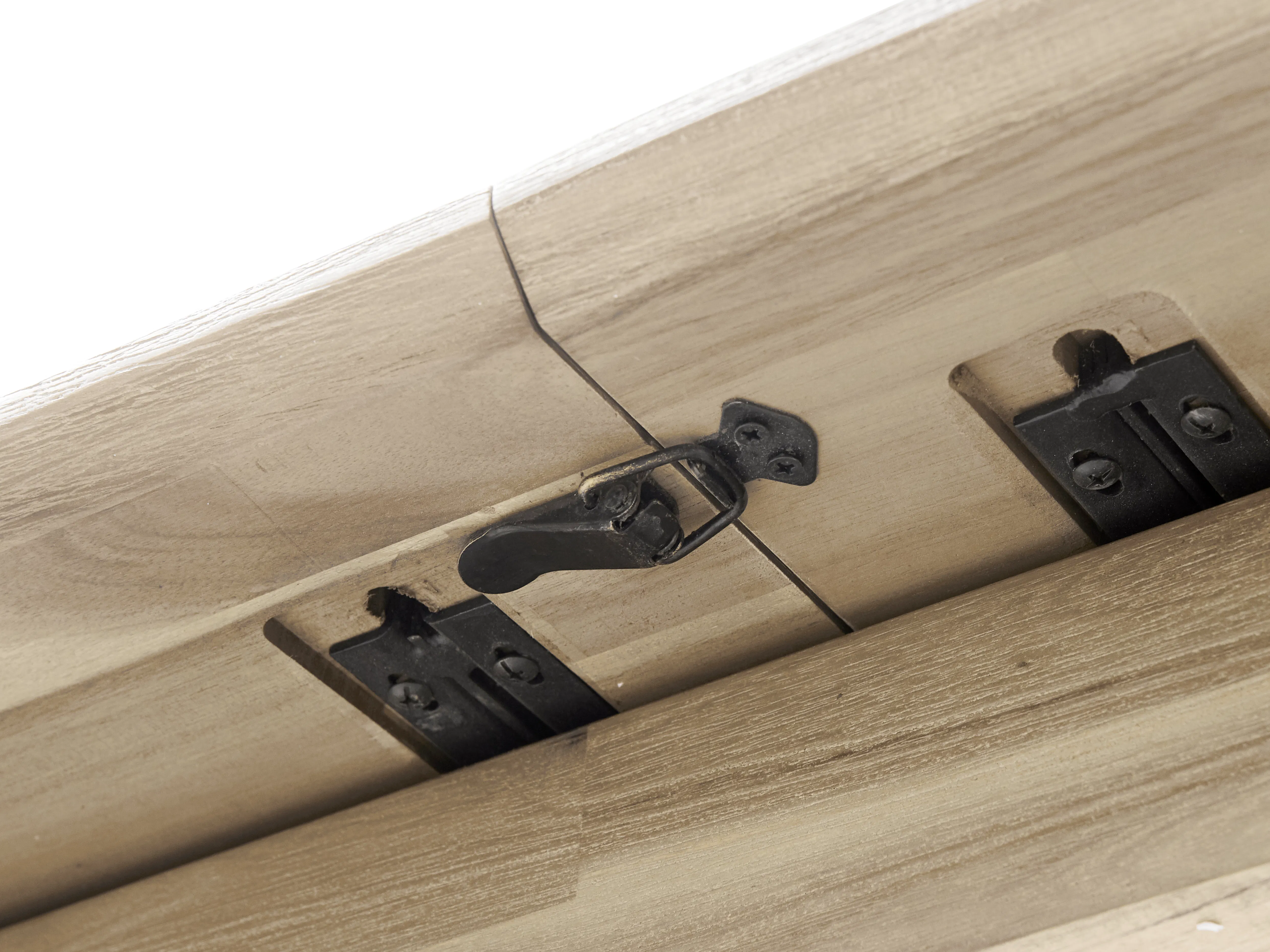 Leland Extendable Dining Table 1.6m-2m - 10 - Wooden surface, metal hinge, black metal hinge, wooden frame, wooden plank