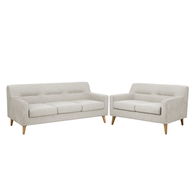 Damien 3 Seater Sofa with Damien 2 Seater Sofa - Sandstorm (Scratch Resistant Fabric) - 1 - Light beige upholstered sofa