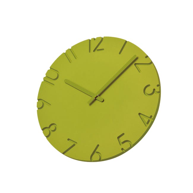 Carved Coloured Clock - Green - 2 Sizes - 1
