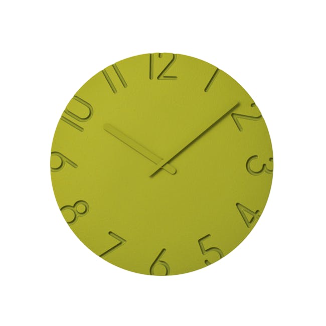 Carved Coloured Clock - Green - 2 Sizes - 0