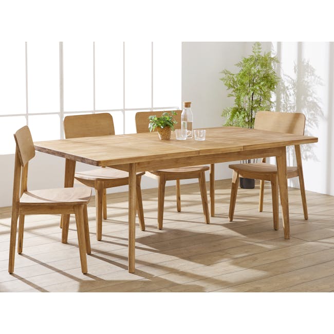 Todd Dining Table 1.6m with Todd Cushioned Bench 1.3m and 2 Todd Dining Chairs - 15