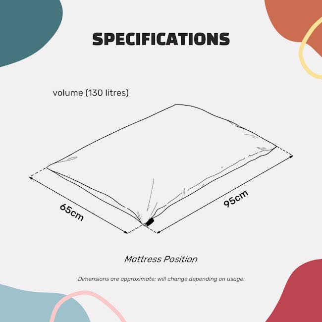 Doob Plopsta' Rectangle Mini Bean Bag - Chalk Violet (Water Repellent) - 10 - Volume (130 litres), 65cm, 95cm, Mattress