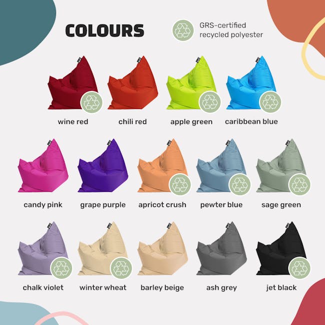 Doob Plopsta' Rectangle Mini Bean Bag - Chalk Violet (Water Repellent) - 12 - wine red, chili red, apple green, Caribbean