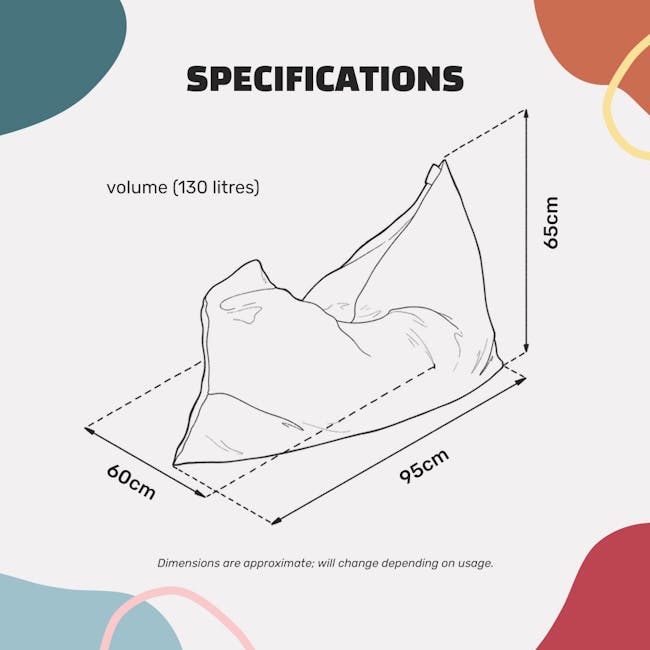 Doob Plopsta' Rectangle Mini Bean Bag - Wine Red (Water Repellent) - 11 - volume (130 litres), 65cm, 95cm, 60cm, dimensions