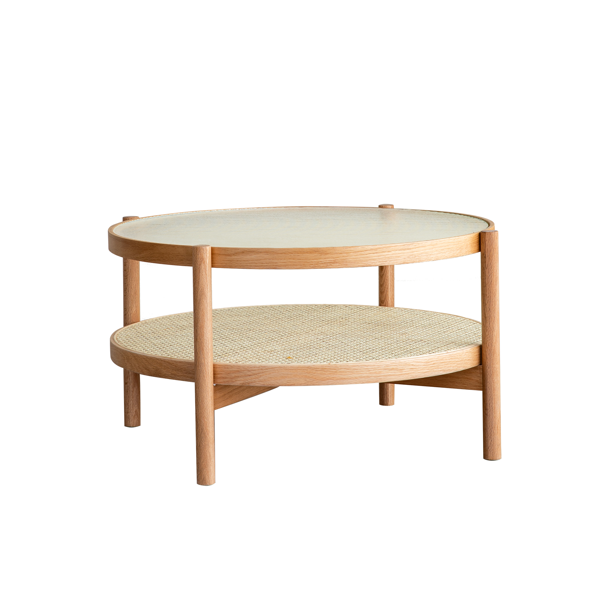 Lilian Rattan Coffee Table - Natural (Glass Tabletop)