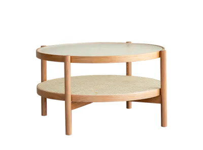 Lilian Rattan Coffee Table - Natural (Glass Tabletop)