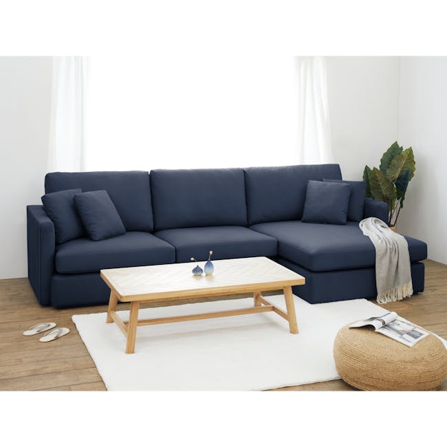 Ashley L-Shaped Lounge Sofa - Deep Navy (Scratch Resistant Fabric) - 1